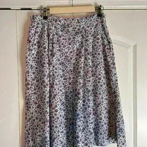 Vintage 90s Jantzen Pastel Purple Ditzy Floral Corduroy Skirt